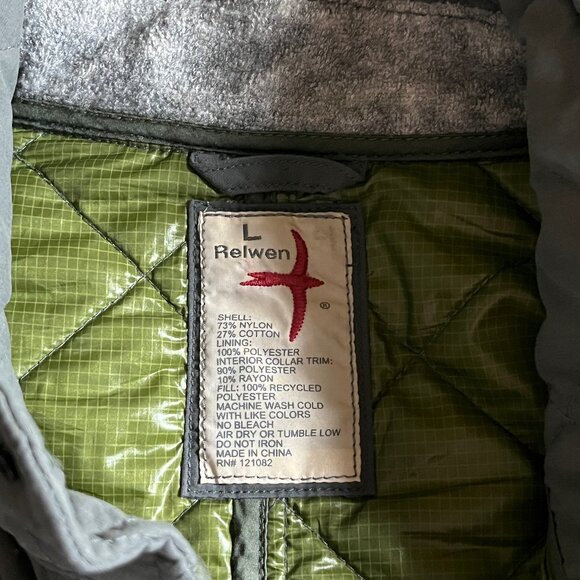 Relwen Quilted Tanker Jacket - Men's Size L - Gray Green - Picture 8 of 12